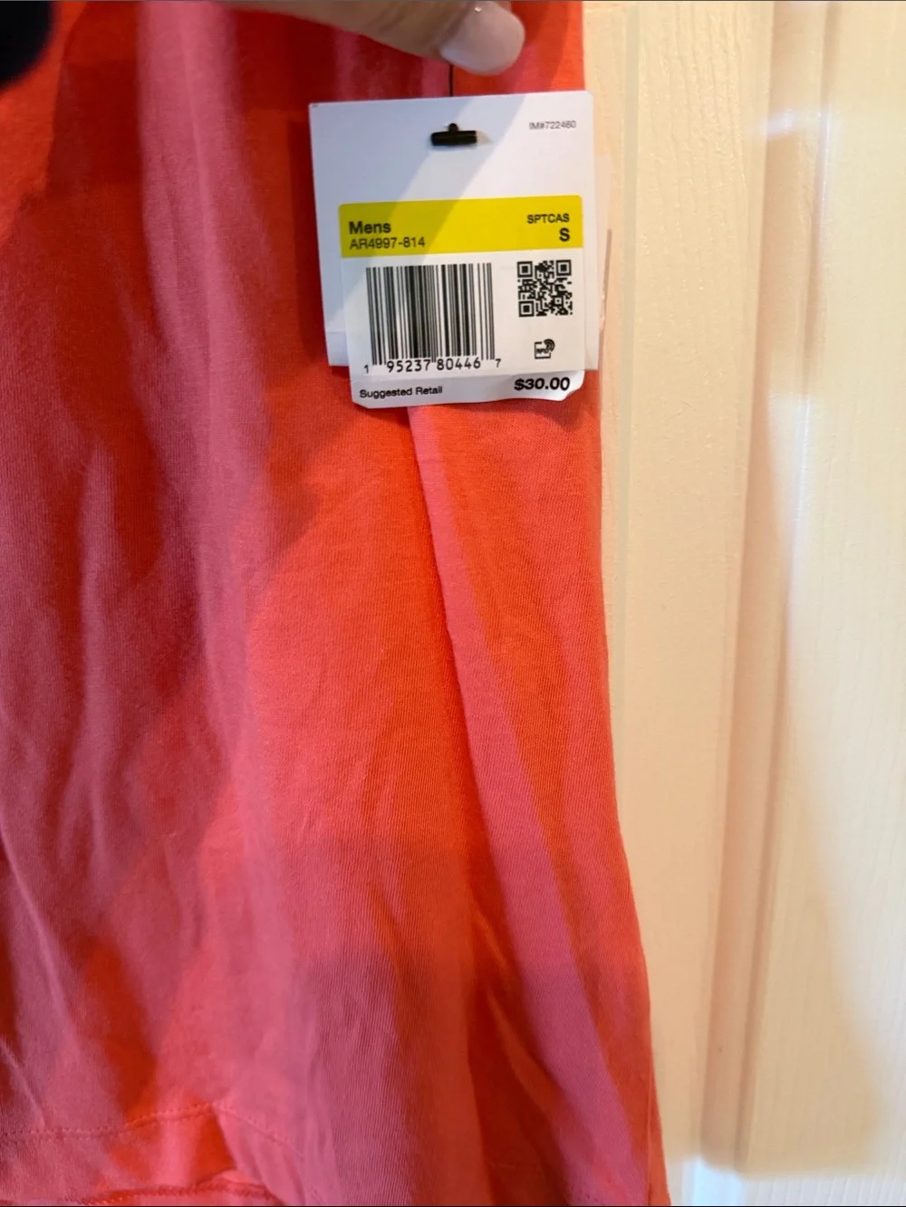Nike Coral Crewneck T-Shirt with White Swoosh - Picture 4 of 4